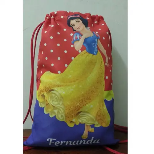 Mochilinha mochila sacochila sacolinha Branca de Neve 18x28cm