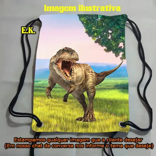 Mochila sacolinha sacochila mochilinha Dinossauro 18x28cm