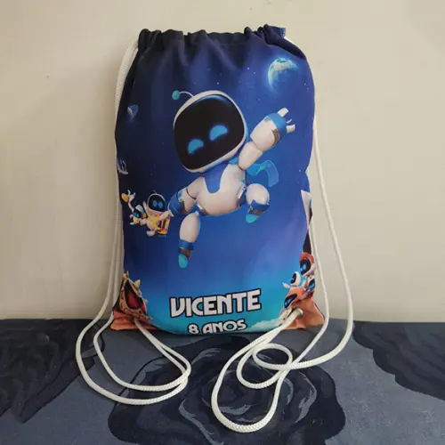 Mochilinha Mochila Sacochila  sacolinha  Astro Bot 18x28cm (pequeno)