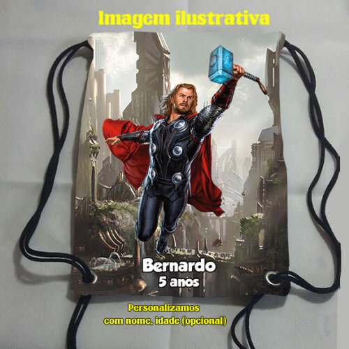 Sacochila Mochilinha Mochila saco personalizada Thor 18x28cm