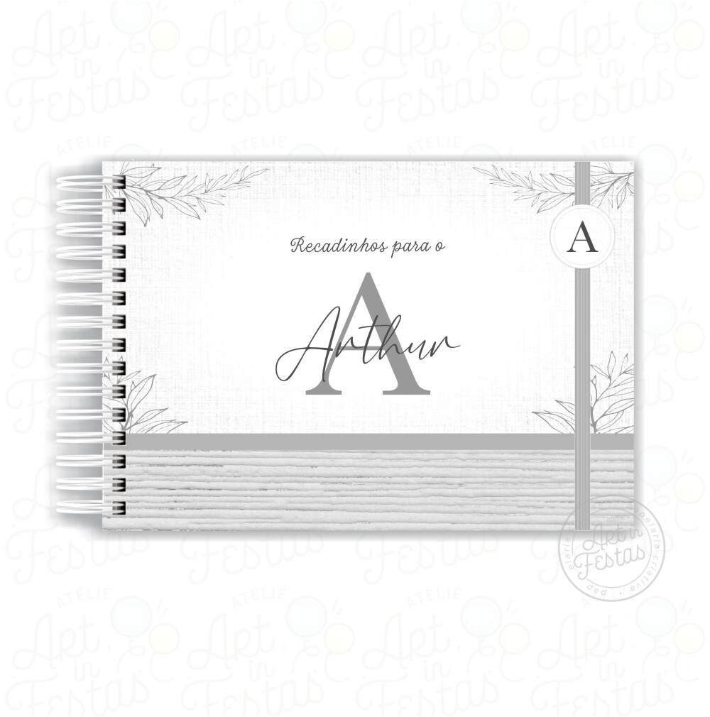 Caderno de Assinaturas Monograma Cinza