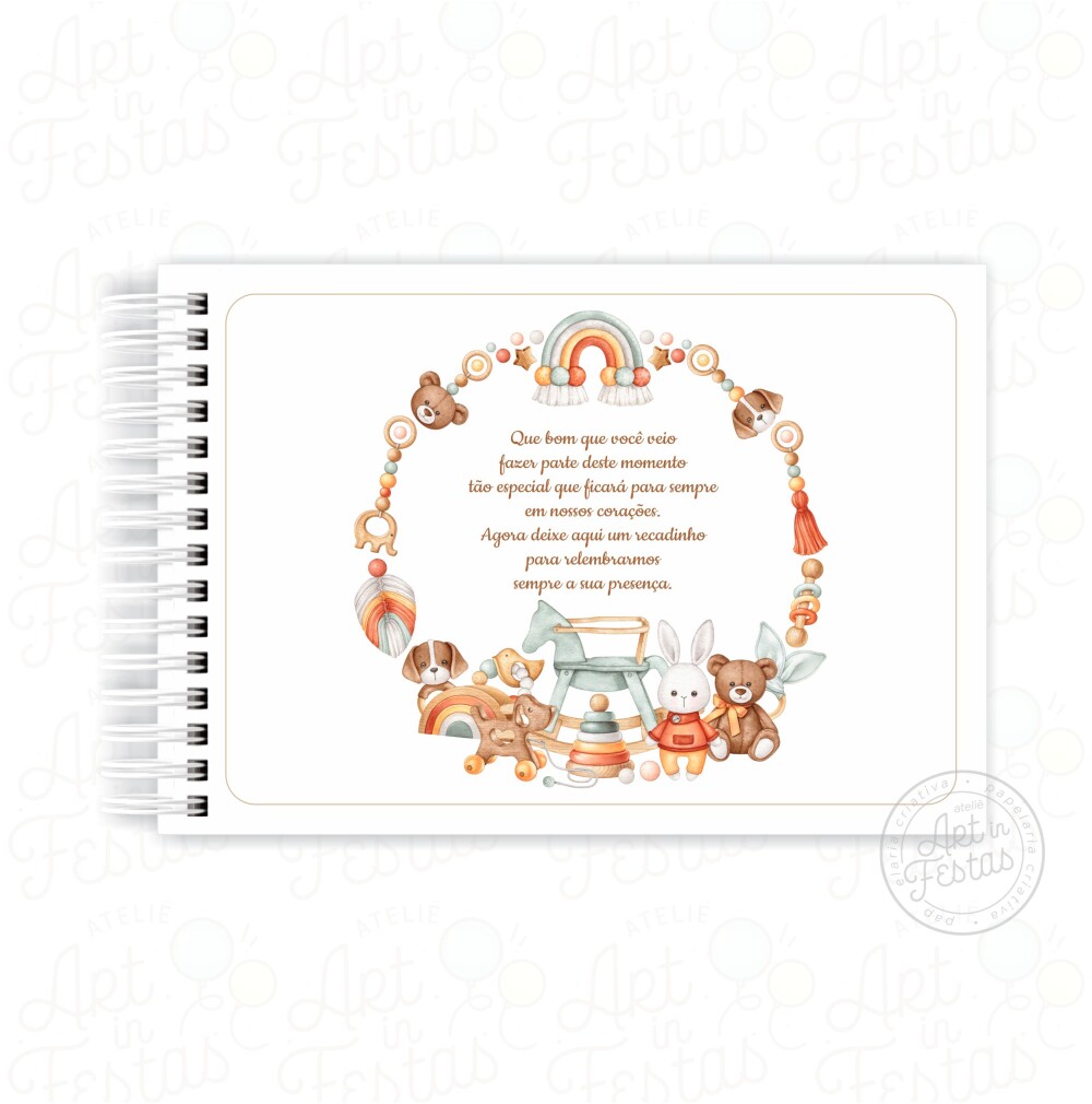 Caderno de Mensagens Brinquedos de Menino