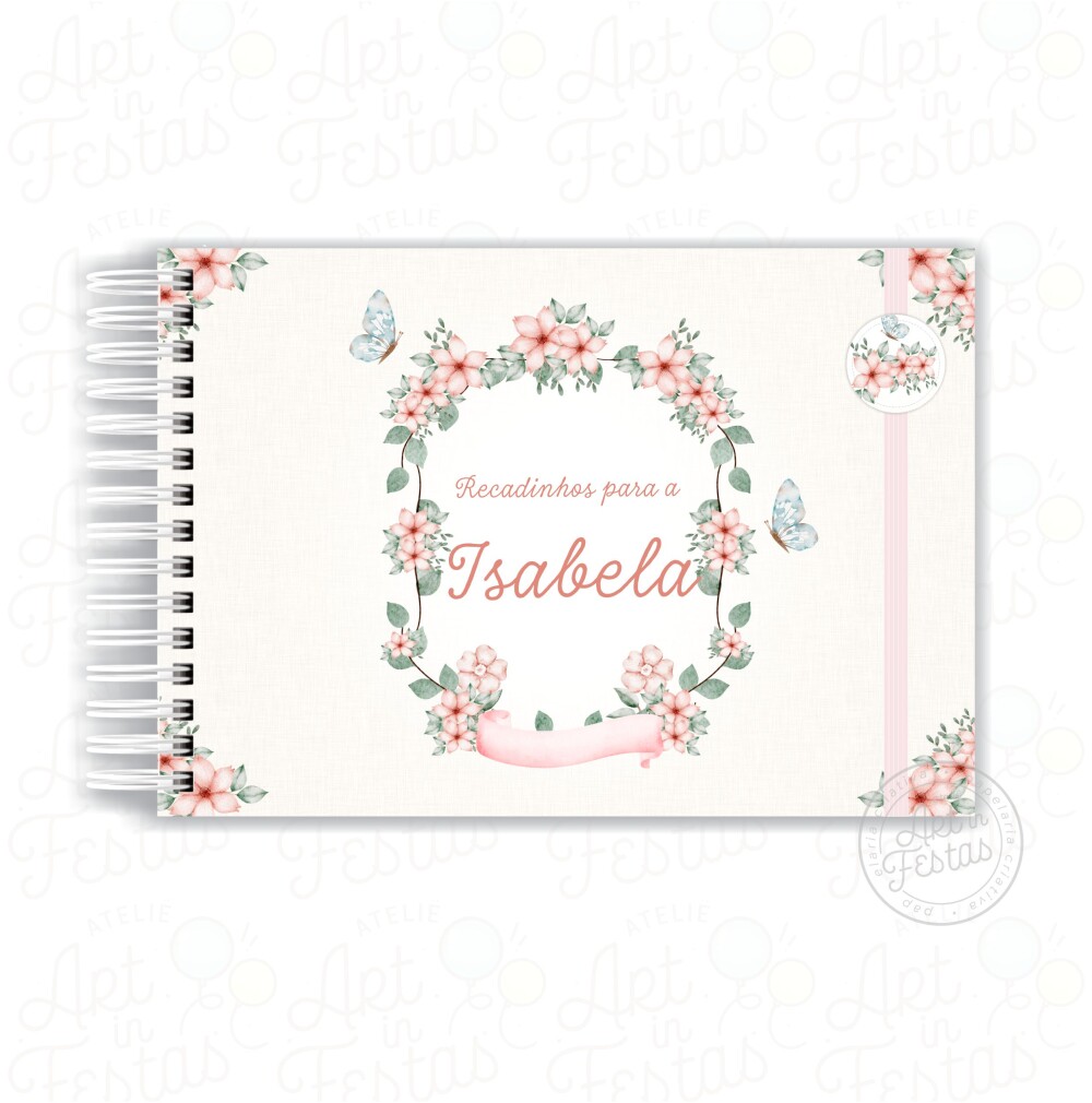Caderno de Mensagens Floral e Borboletas