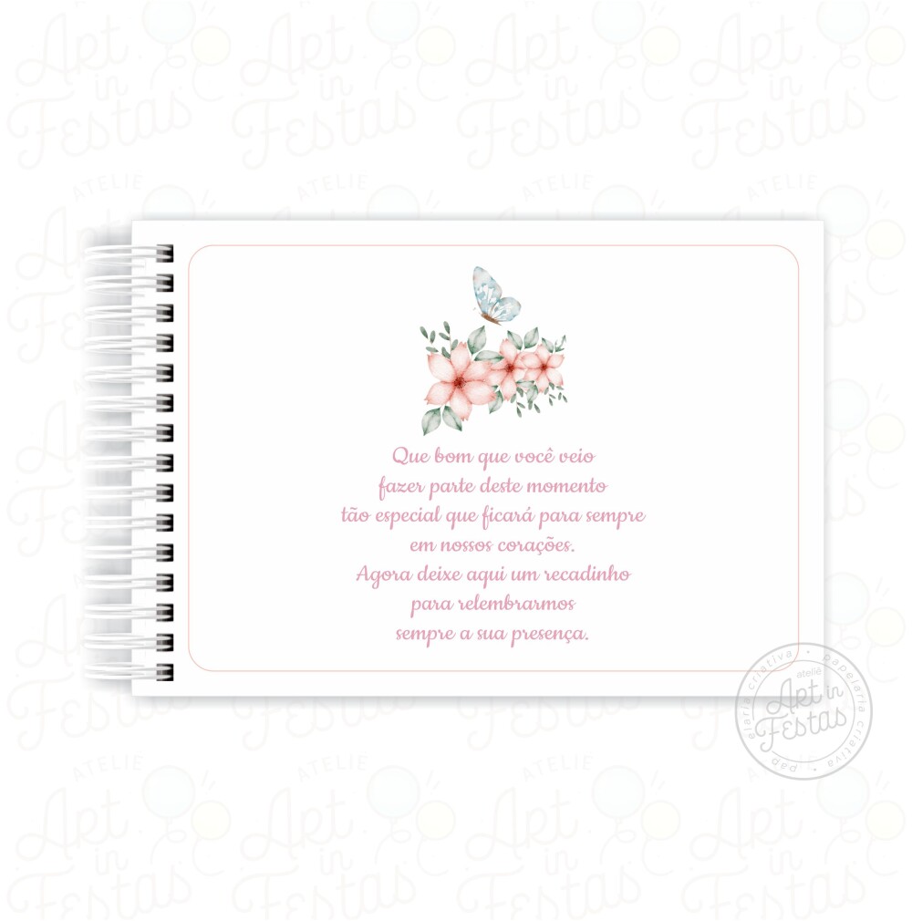 Caderno de Mensagens Floral e Borboletas