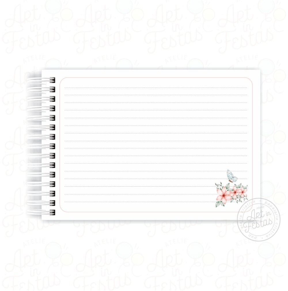 Caderno de Mensagens Floral e Borboletas