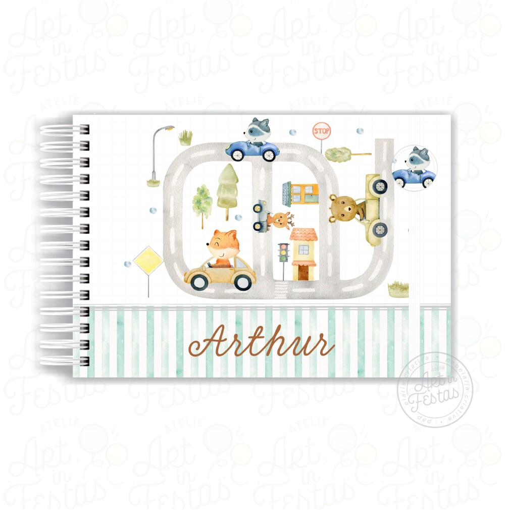 Caderno de Mensagens Animais Carrinho