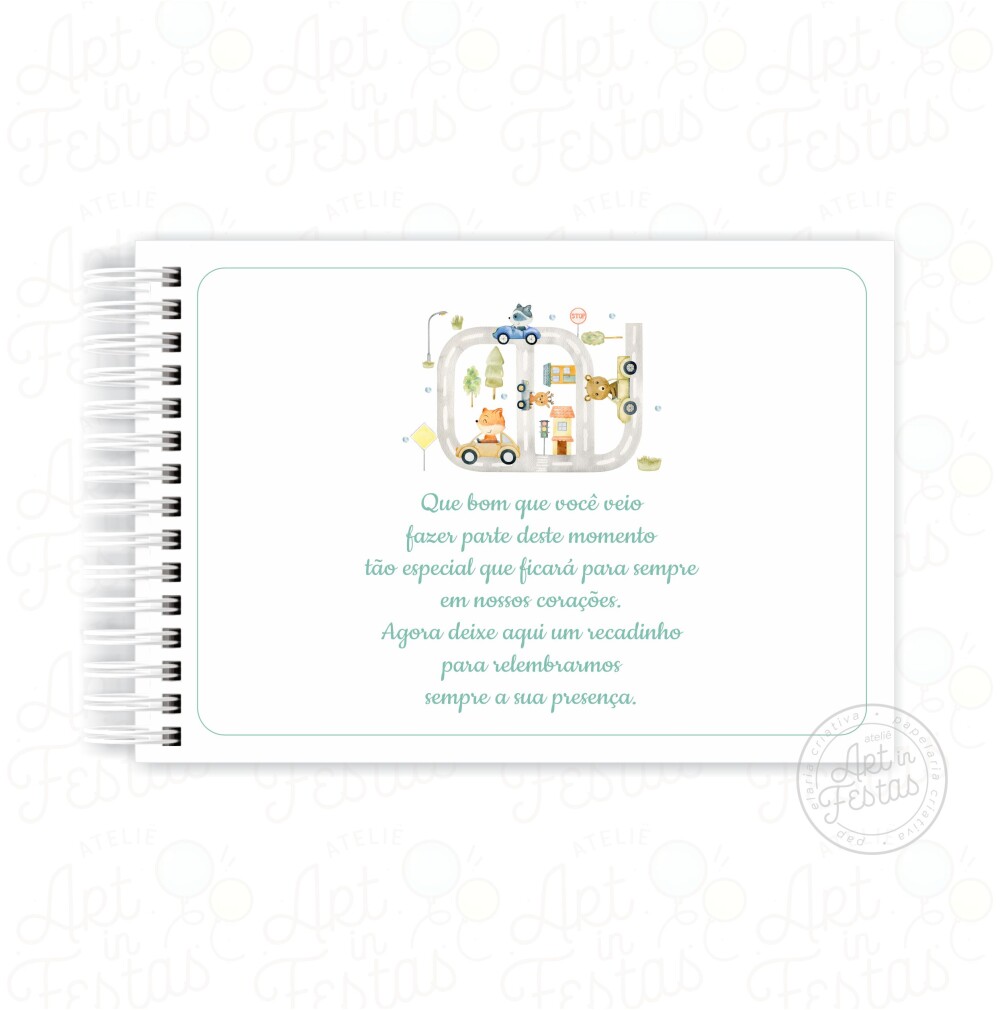 Caderno de Mensagens Animais Carrinho