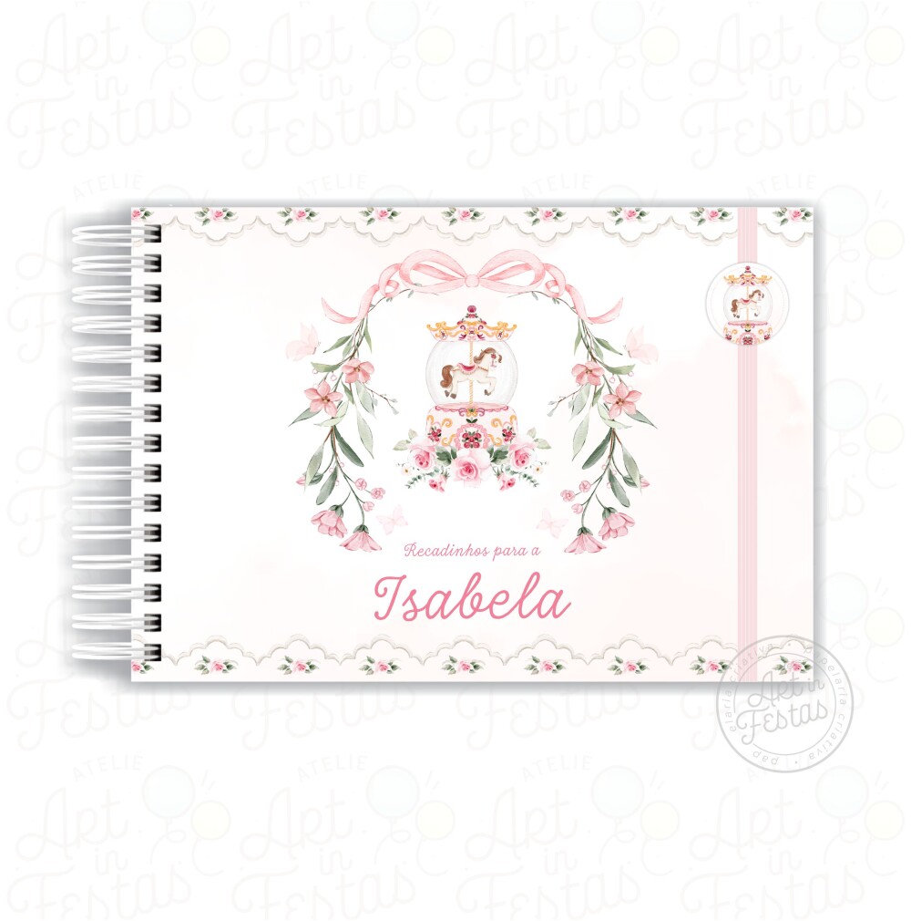 Caderno Mensagens Carrossel Rosa