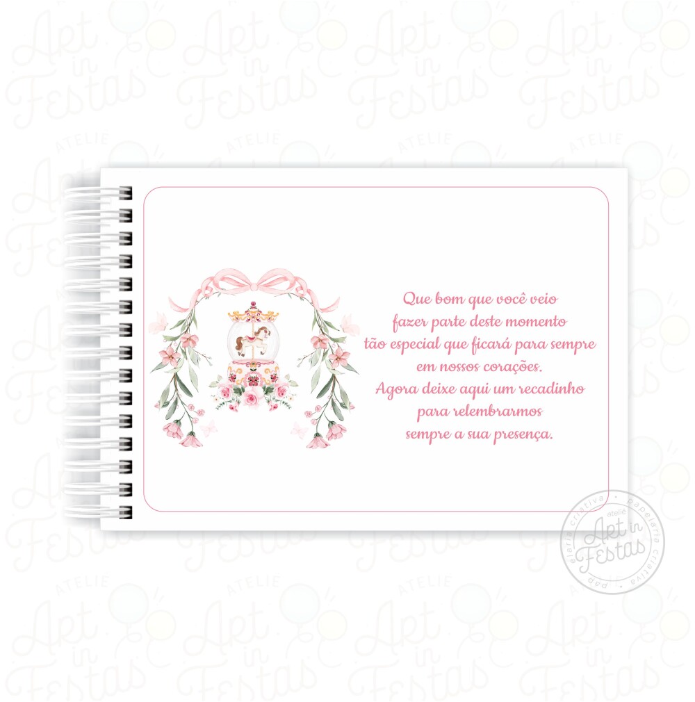 Caderno Mensagens Carrossel Rosa