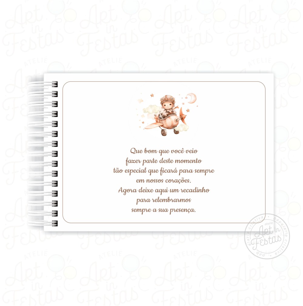 Caderno de Mensagens Menino Aviador