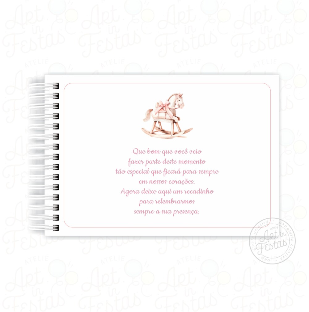 Caderno de Mensagens Cavalinho de Balanço Rosa