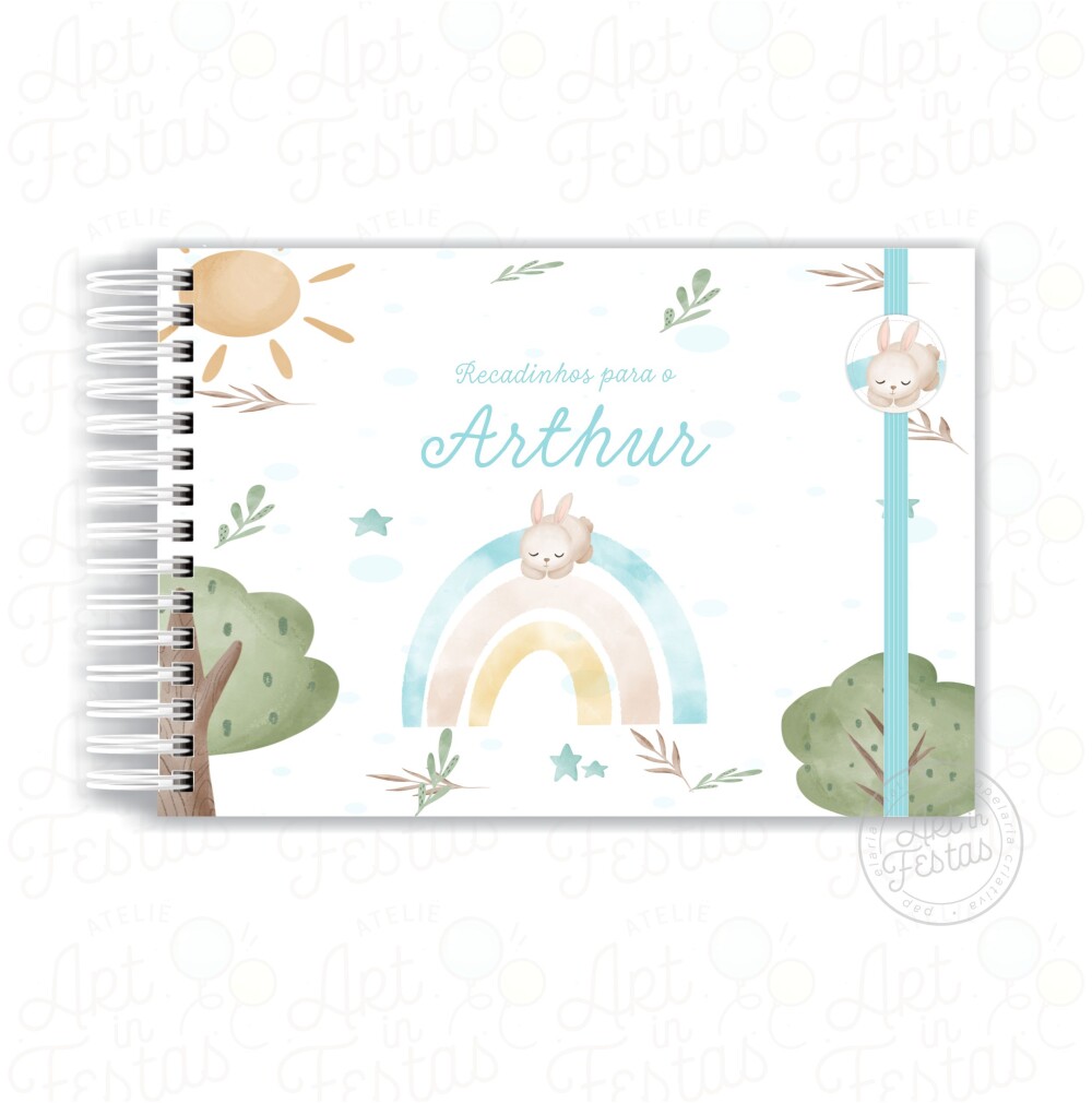 Caderno de Mensagens Coelhinho Arco íris