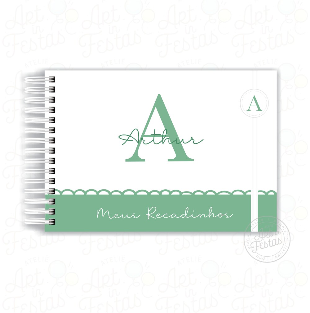 Caderno de Mensagens Monograma Verde