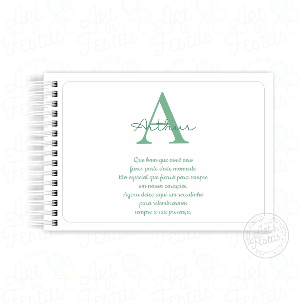 Caderno de Mensagens Monograma Verde