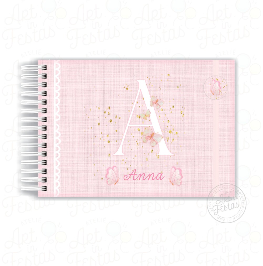 Caderno de Mensagens Monograma Rosa