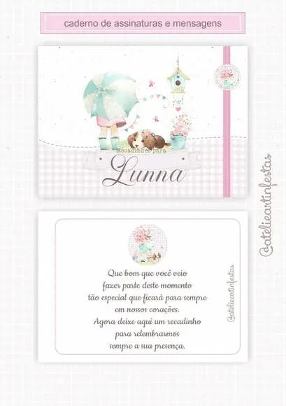 Caderno de Mensagem Menina Floral