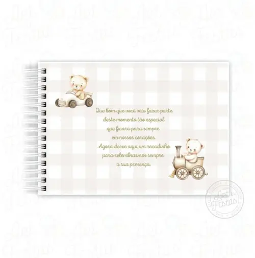 Caderno de Mensagens Monograma Ursinho