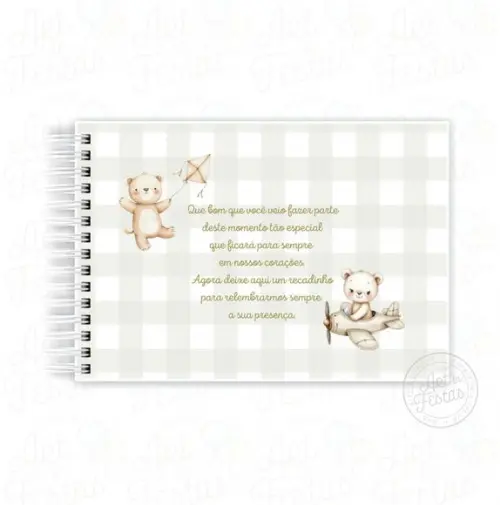 Caderno de Mensagens Monograma Ursinho