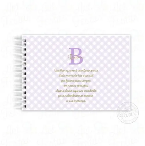 Caderno de Mensagens Monograma Lilás
