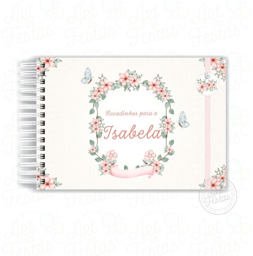 Caderno de Mensagens Floral e Borboletas