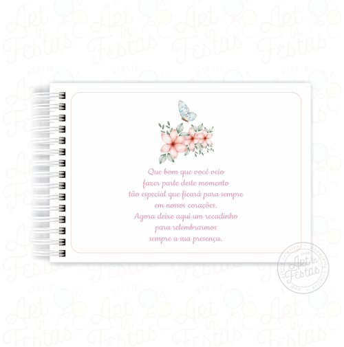 Caderno de Mensagens Floral e Borboletas