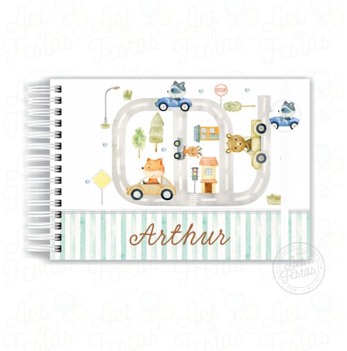 Caderno de Mensagens Animais Carrinho