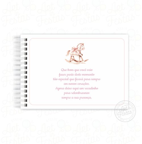 Caderno de Mensagens Cavalinho de Balanço Rosa
