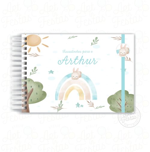 Caderno de Mensagens Coelhinho Arco íris