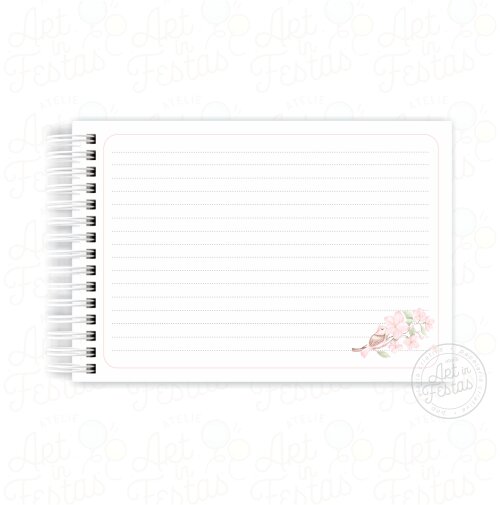 Caderno de Mensagens Passarinho e Flores