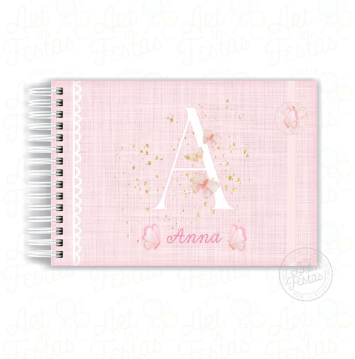 Caderno de Mensagens Monograma Rosa