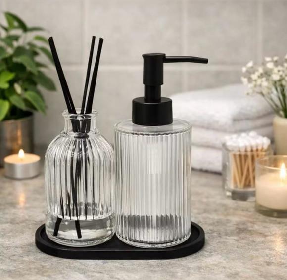 Kit Dispenser de Sabonete + Difusor de Aromas em Vidro Decor