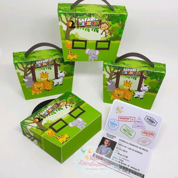 Convite Maletinha com Passaporte Baby Safari