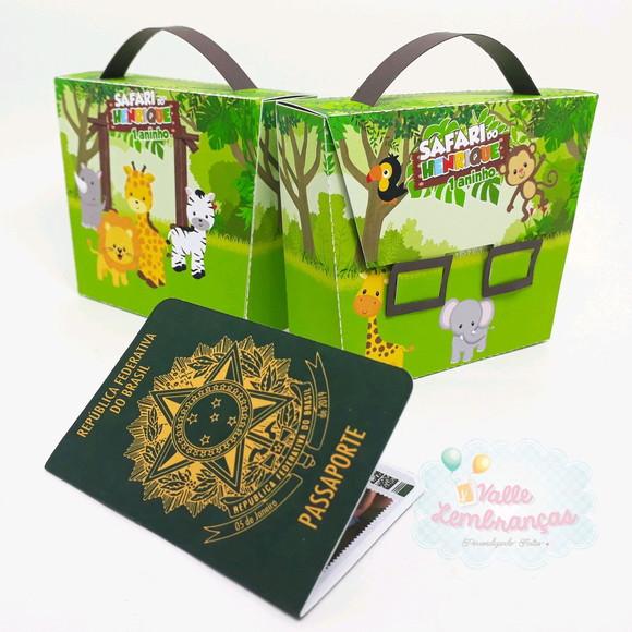 Convite Maletinha com Passaporte Baby Safari