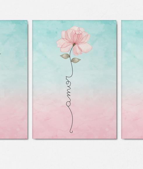 Kit 3 Quadrinhos Paz Amor e Fé 20x28