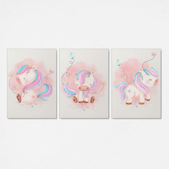 Kit 3 Quadrinhos Unicornio