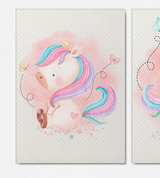 Kit 3 Quadrinhos Unicornio
