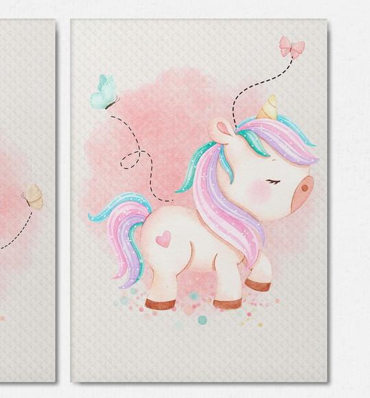 Kit 3 Quadrinhos Unicornio