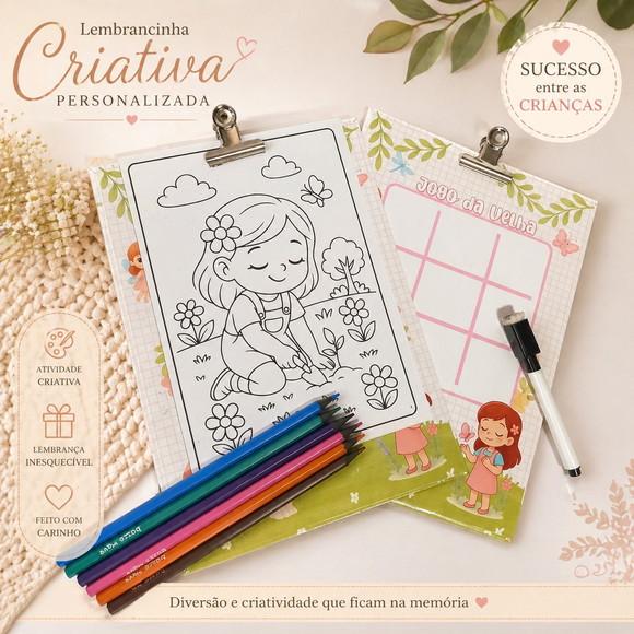 Kit de Colorir Prancheta com Jogo da Velha
