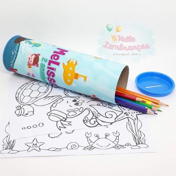 Tubo Cofrinho com Kit para Colorir