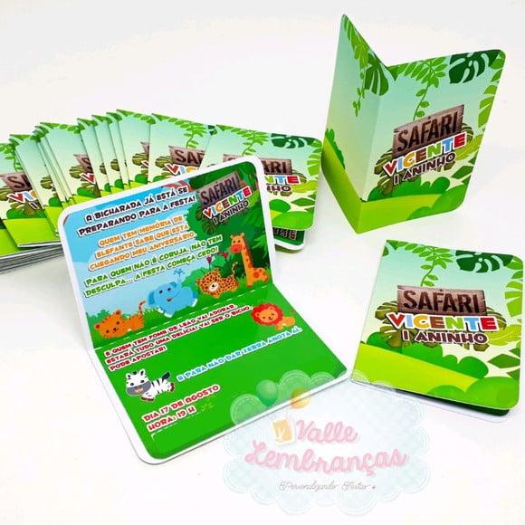 Convite Maletinha com Passaporte Baby Safari