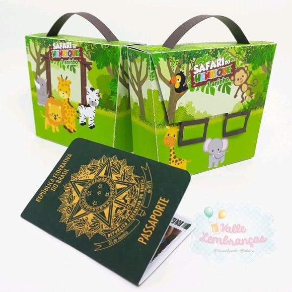 Convite Maletinha com Passaporte Baby Safari