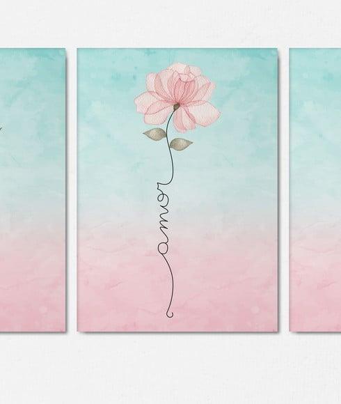Kit 3 Quadrinhos Paz Amor e Fé 20x28