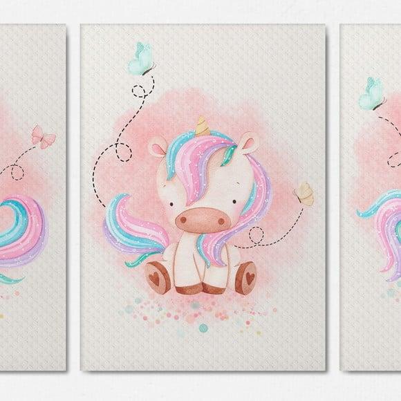 Kit 3 Quadrinhos Unicornio
