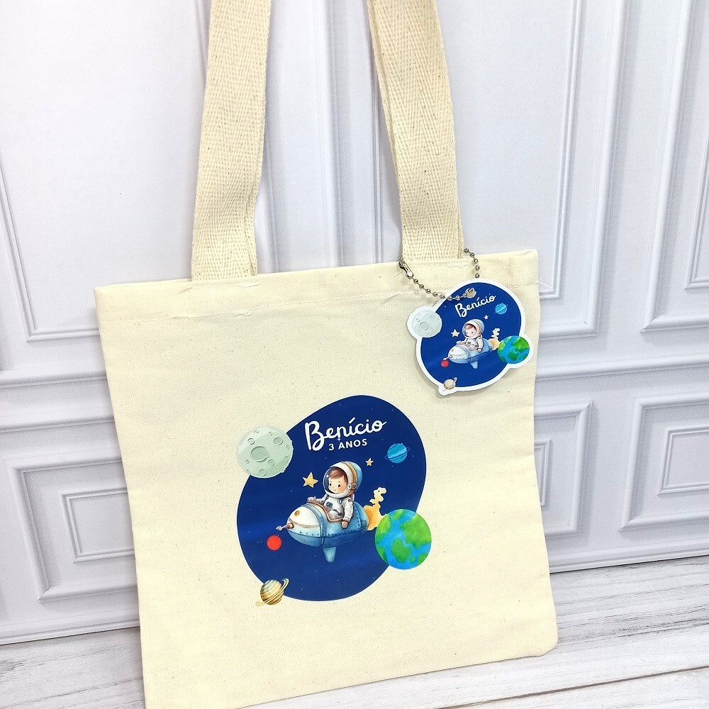 Mini Bag Personalizada em Algodão Cru com Tag