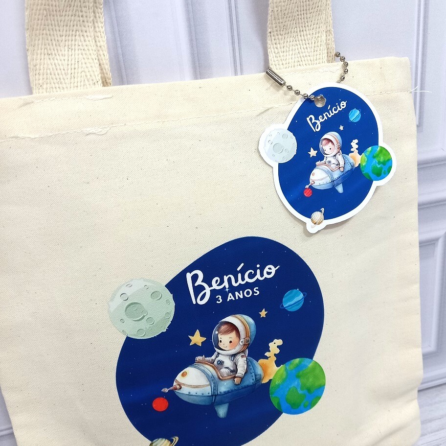 Mini Bag Personalizada em Algodão Cru com Tag