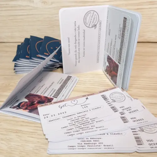 Convite Passaporte  Com 6 paginas Internas + Cartão de embarque