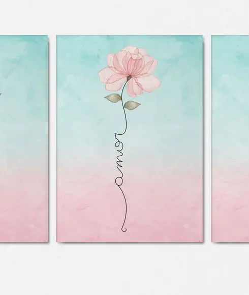 Kit 3 Quadrinhos Paz Amor e Fé 20x28