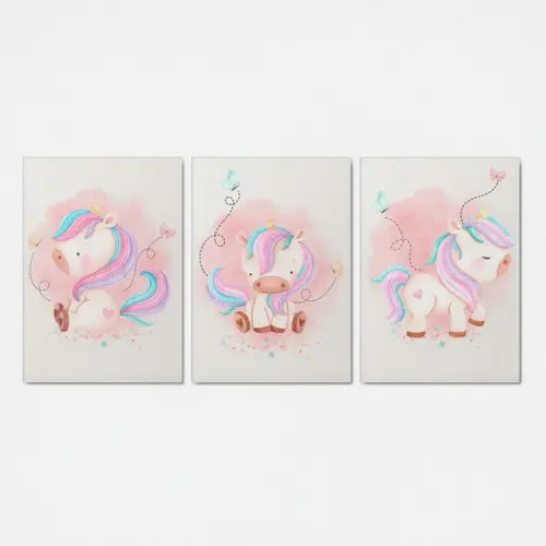 Kit 3 Quadrinhos Unicornio