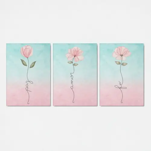 Kit 3 Quadrinhos Paz Amor e Fé 20x28