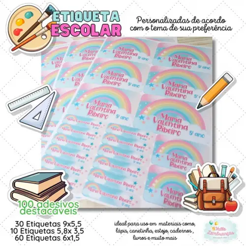 Kit Etiqueta Escolar Personalizada